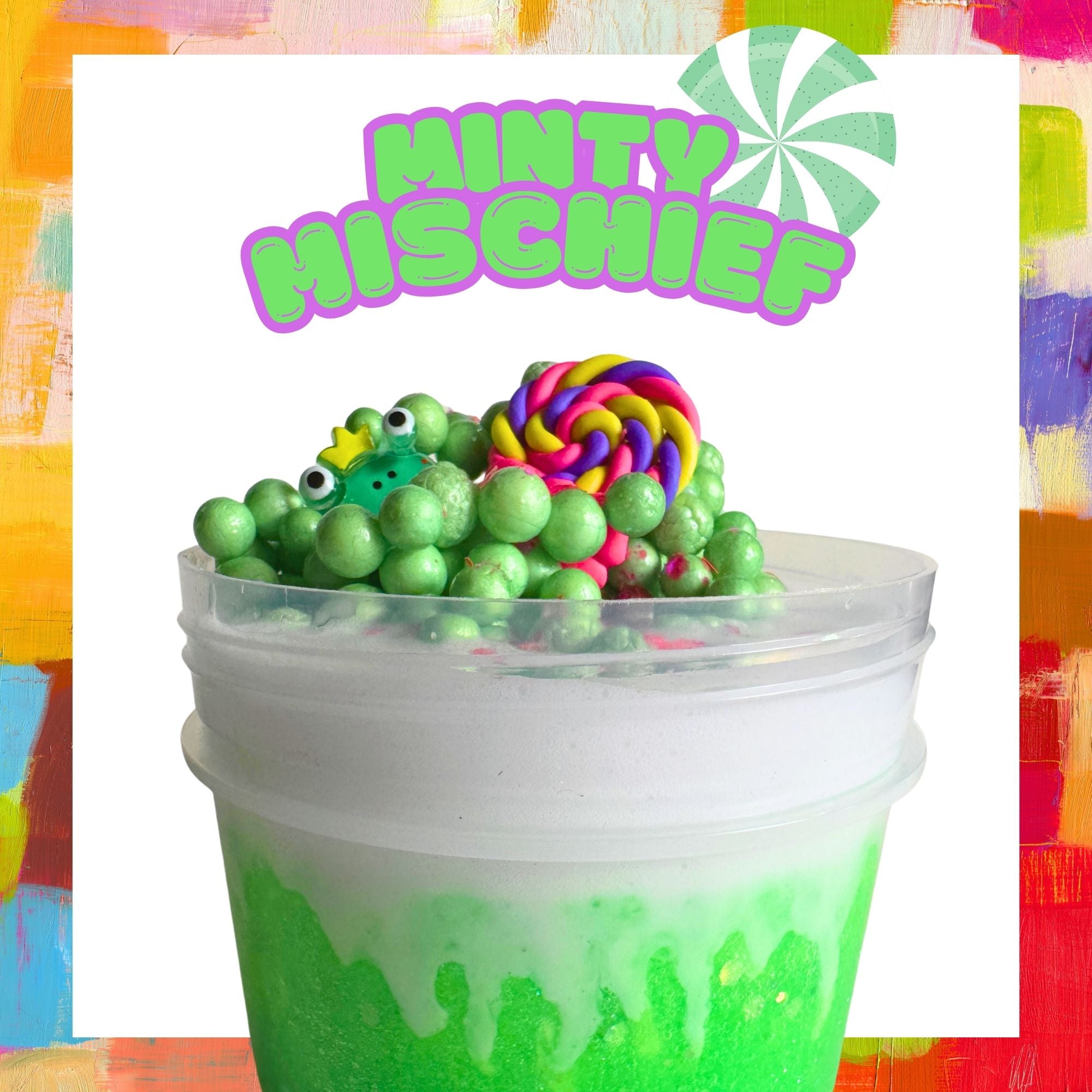 Glitter Green & White Slime with mix ins and charms - 350ml jar
