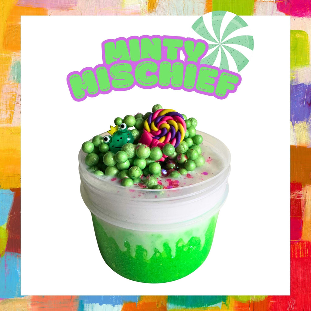 Glitter Green & White Slime with mix ins and charms - 350ml jar