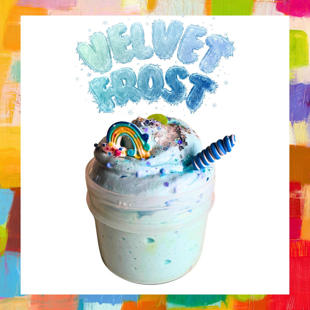 Blue Fluffy Slime with mix ins and charms - 350ml jar