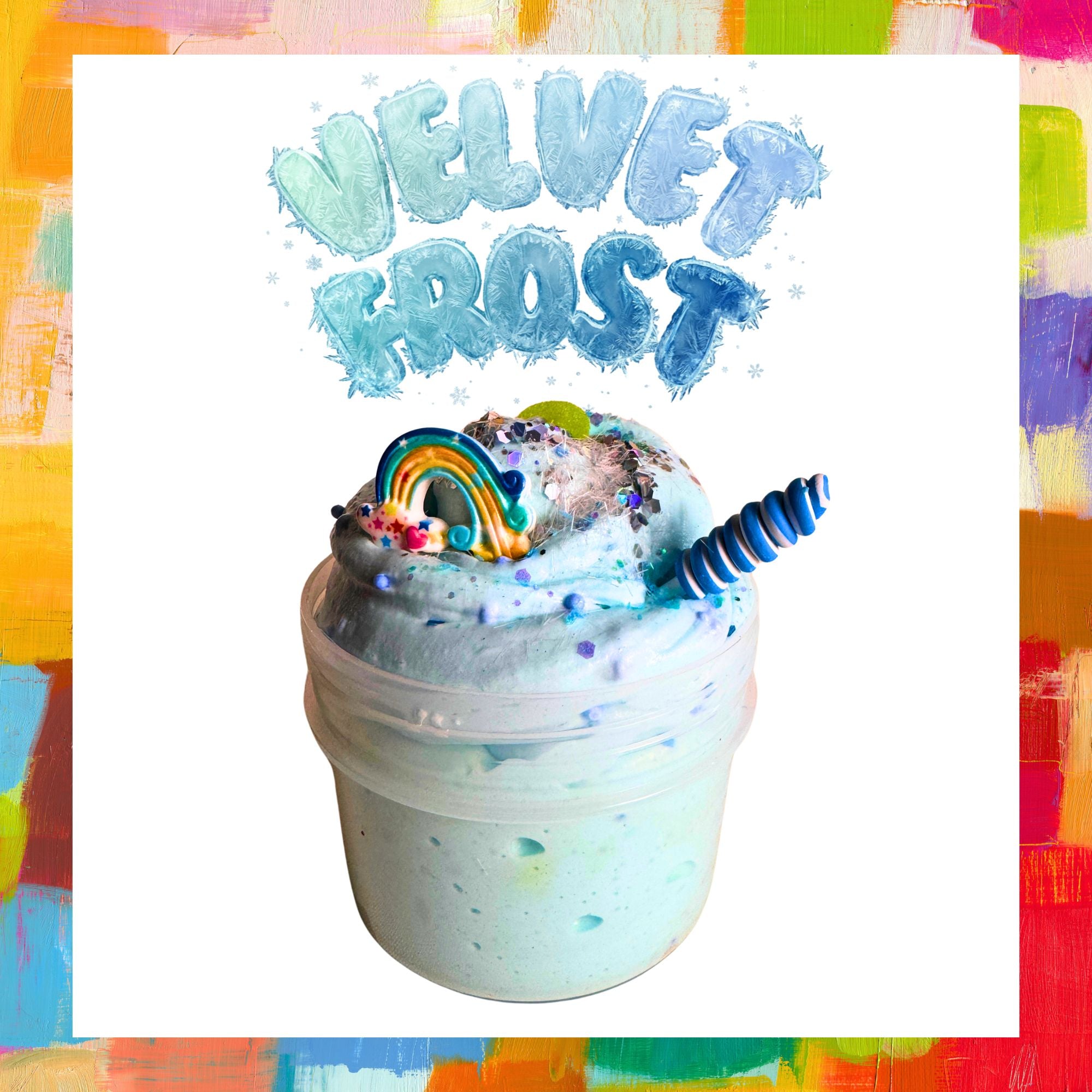 Blue Fluffy Slime with mix ins and charms - 350ml jar