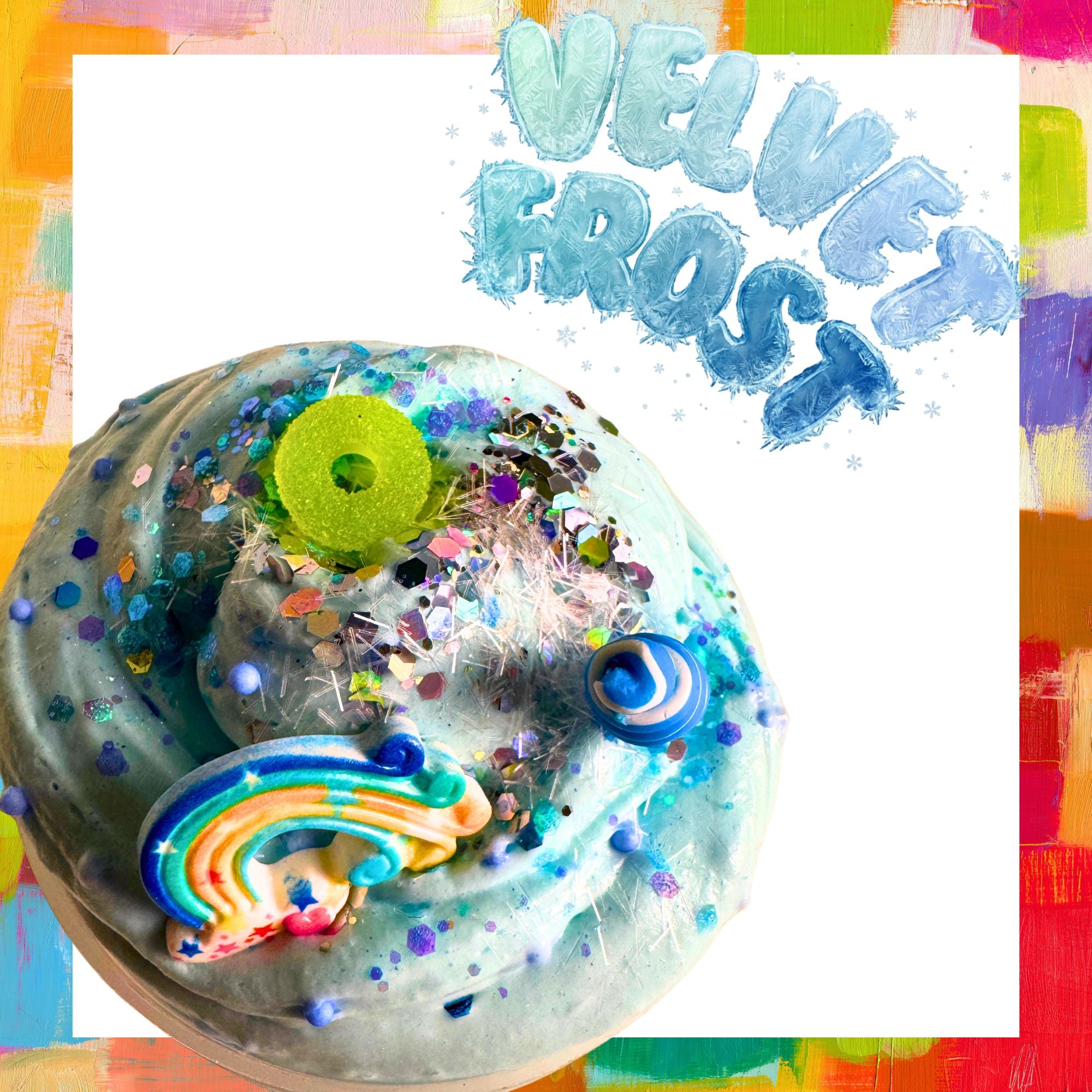 Blue Fluffy Slime with mix ins and charms - 350ml jar