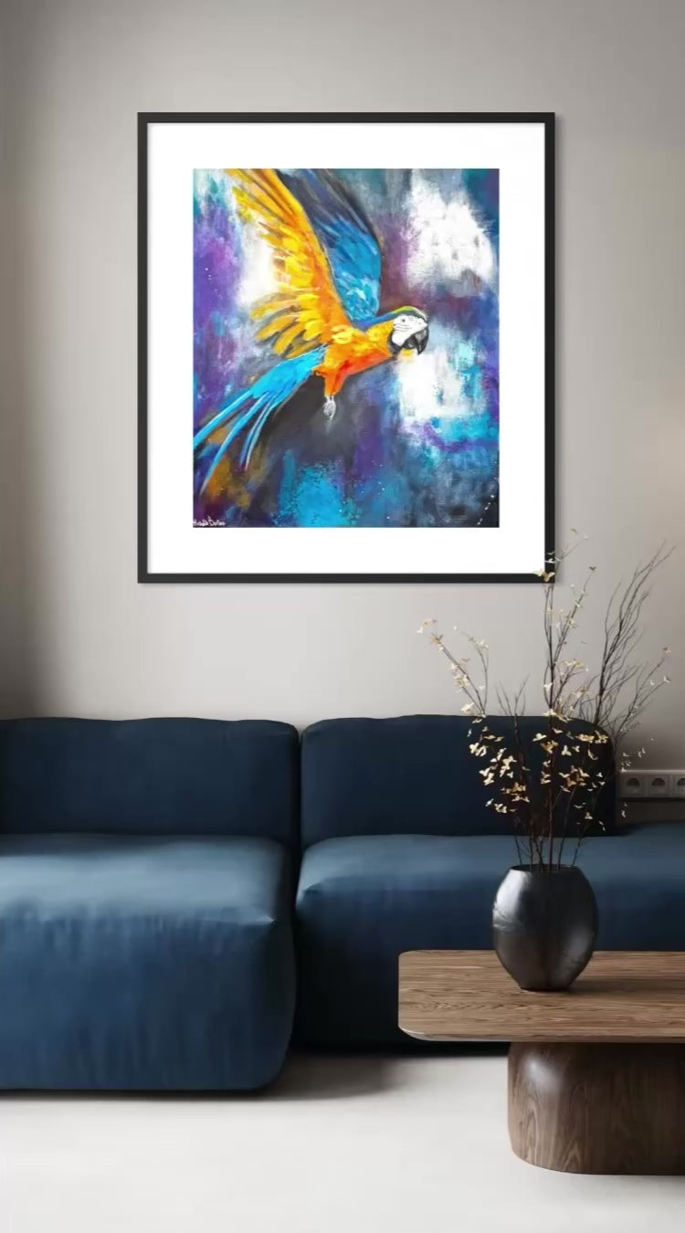 Acrylic Painting - Macaw in Flight 20" by 24"