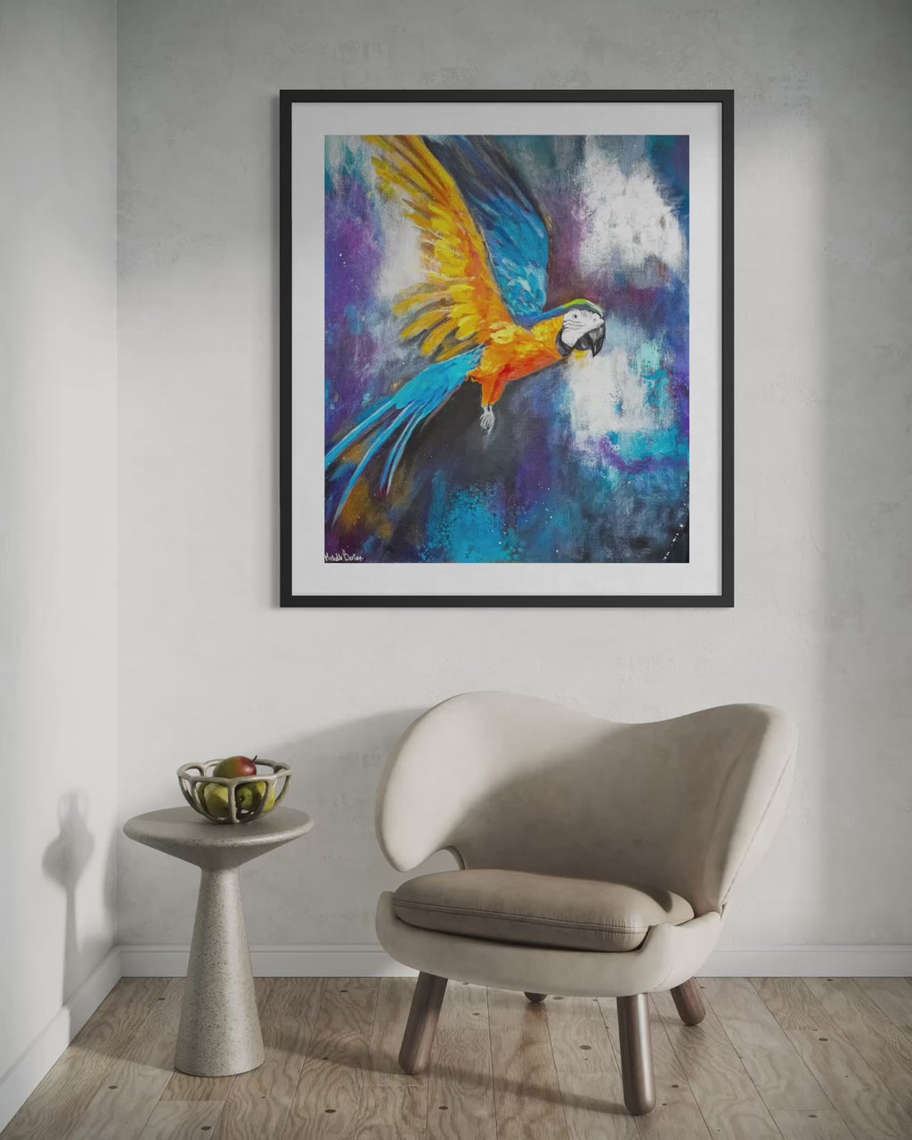 Acrylic Painting - Macaw in Flight 20" by 24"